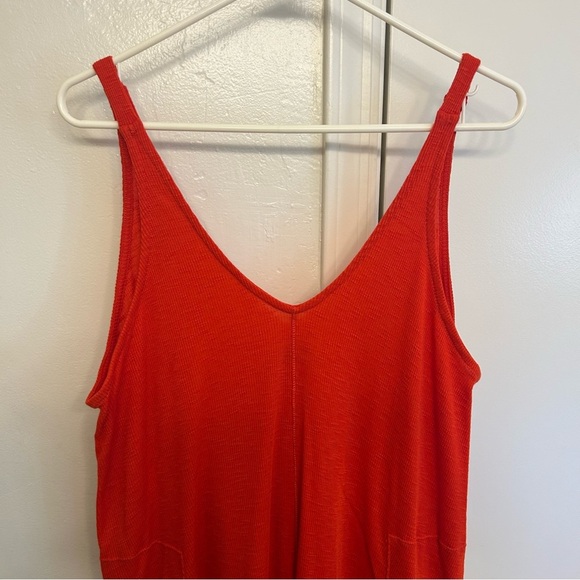 FP Beach by Free People Ribbed V-Neck Tank Dress Orange Red Size Small - Picture 2 of 11